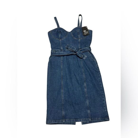 NWT women’s PAIGE X REVOLVE Giulia Denim Ariel Midi Dress with belt size 10 - Picture 4 of 12
